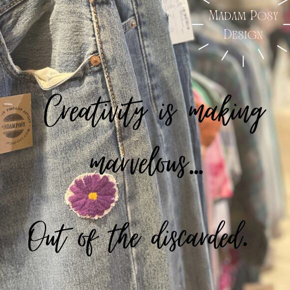 Madam P Upcycled Vintage Acid Dye Wolf celestial  Hoodie.  Sz. L #ZZ - Picture 9 of 9